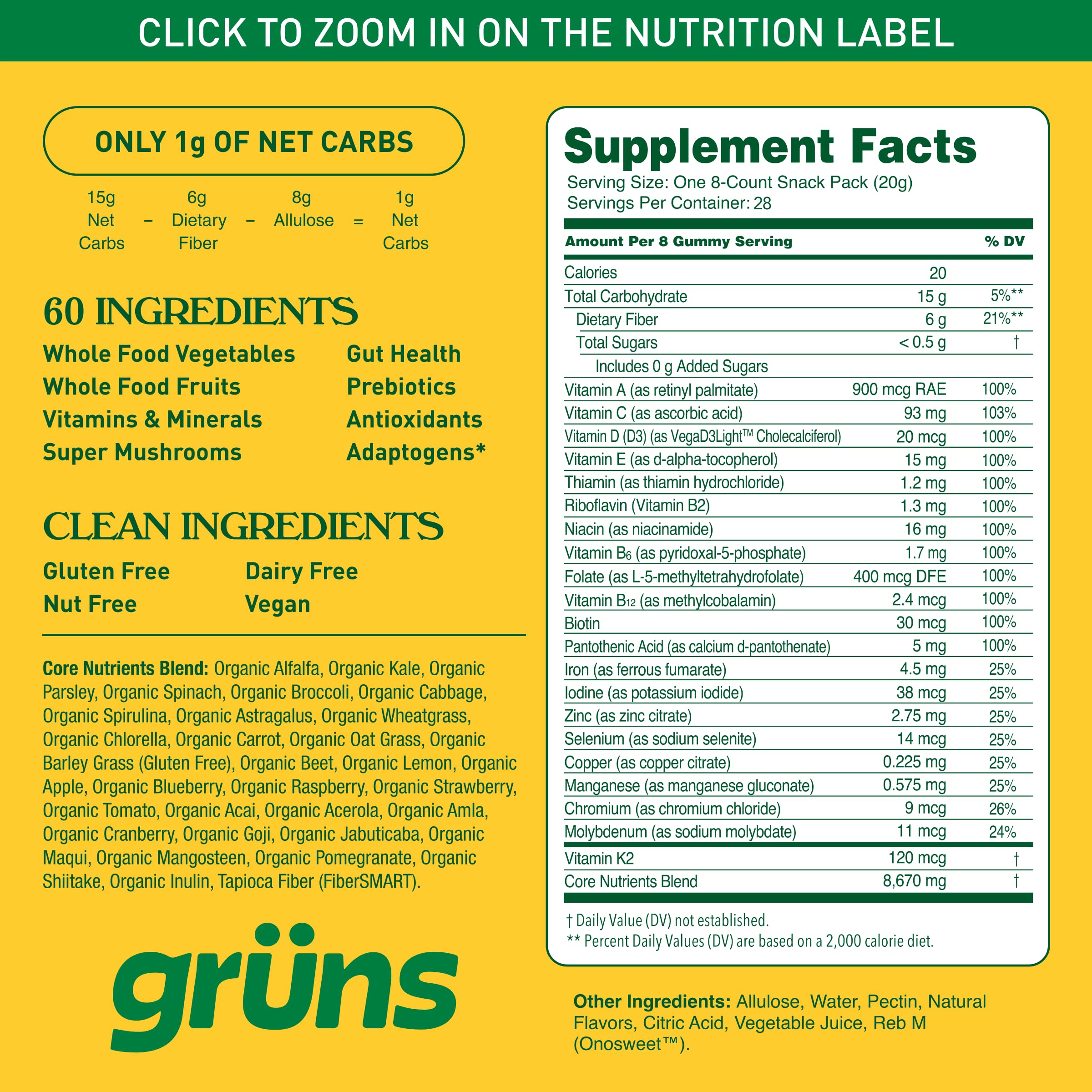 Grüns bottle with gummies on a kitchen counter for everyday wellness.