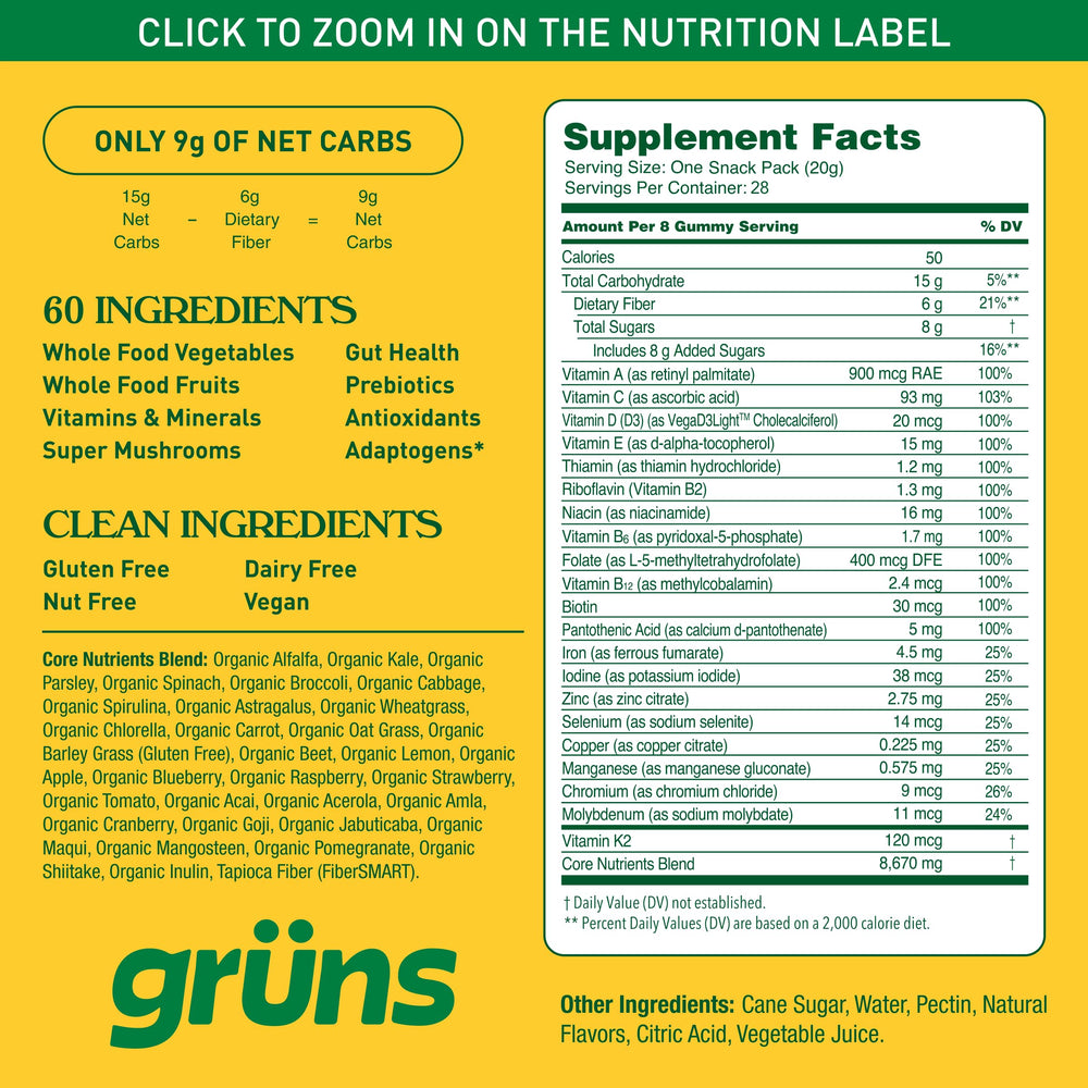 Grüns third-party testing seal assures quality and safety