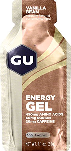 GU Energy Gel Vanilla Bean serving close-up, energy boost during workouts