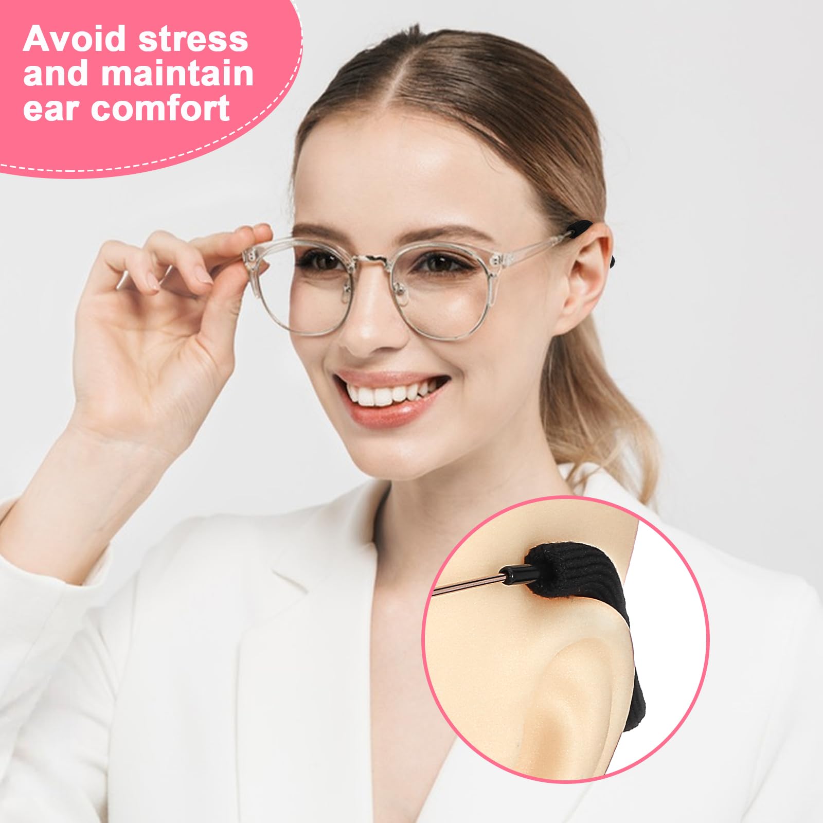 Anti-slip ear pads on sunglasses featuring knitted wool