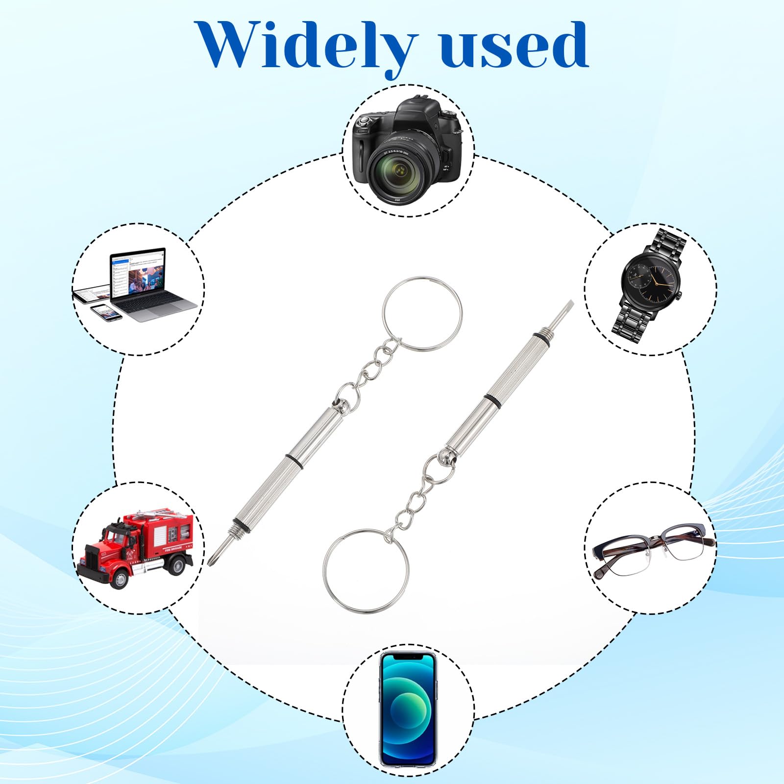 Blue stainless steel eyeglass screwdriver with twist-on cap