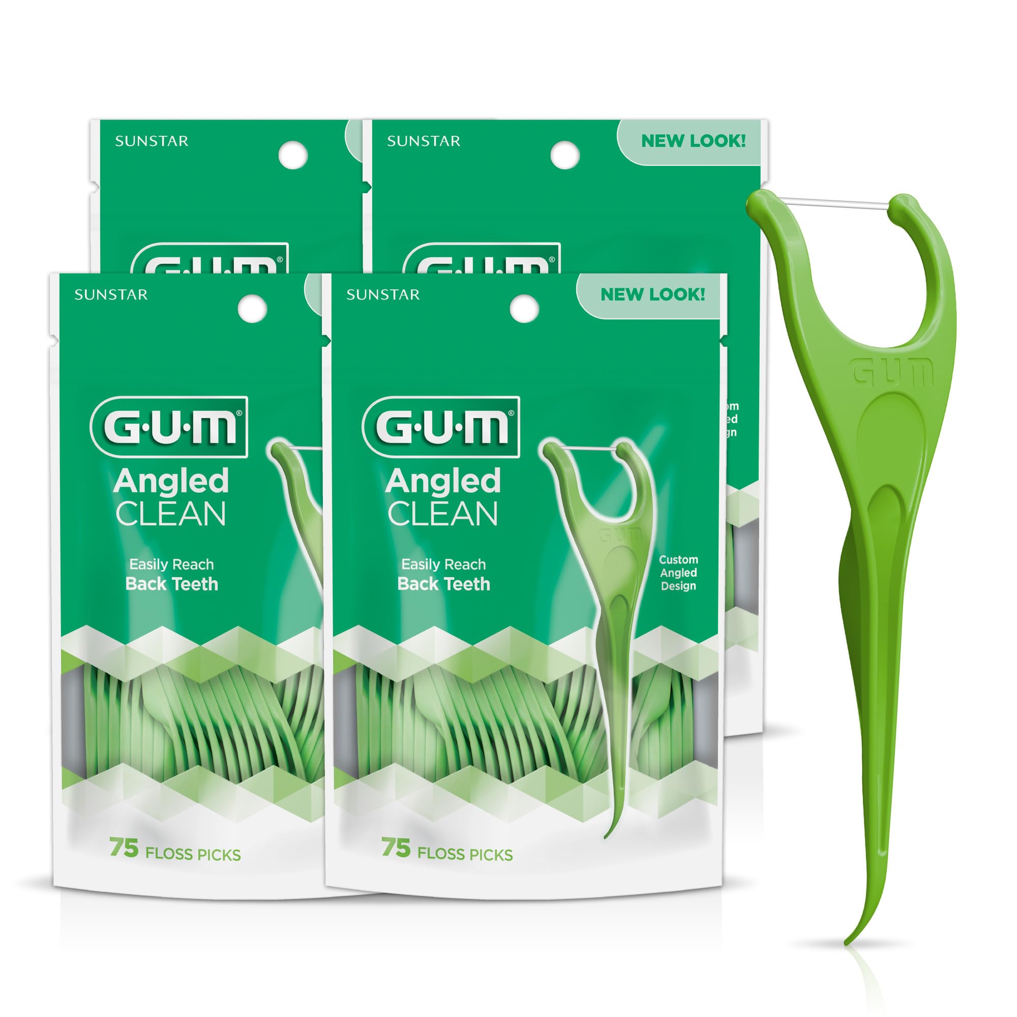 GUM Angled Floss Picks with Y-shaped angled handle