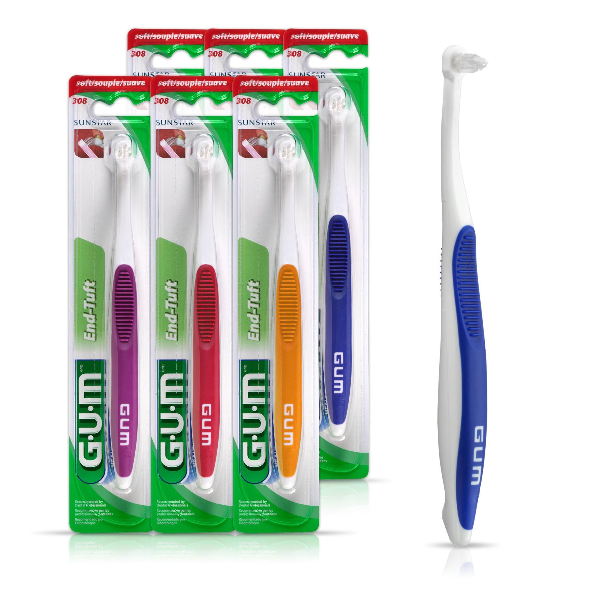 GUM End Tuft Toothbrush with ultra-compact head designed for hard-to-reach areas