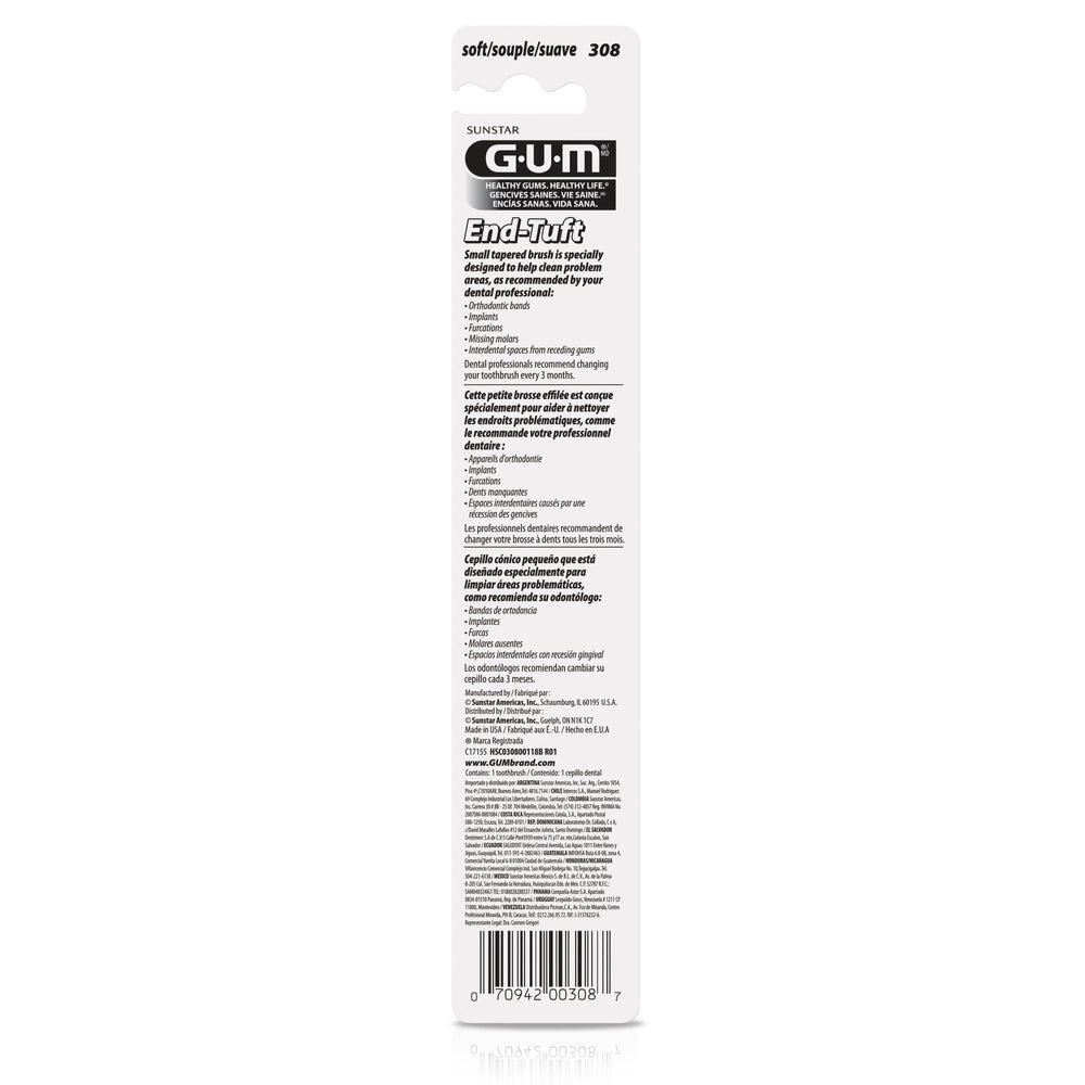 Pack of 6 GUM End Tuft Toothbrushes