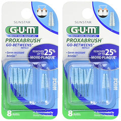 Gum Go Betweens Proxabrush Refills Wide 8 Count Pack of 2 packaging