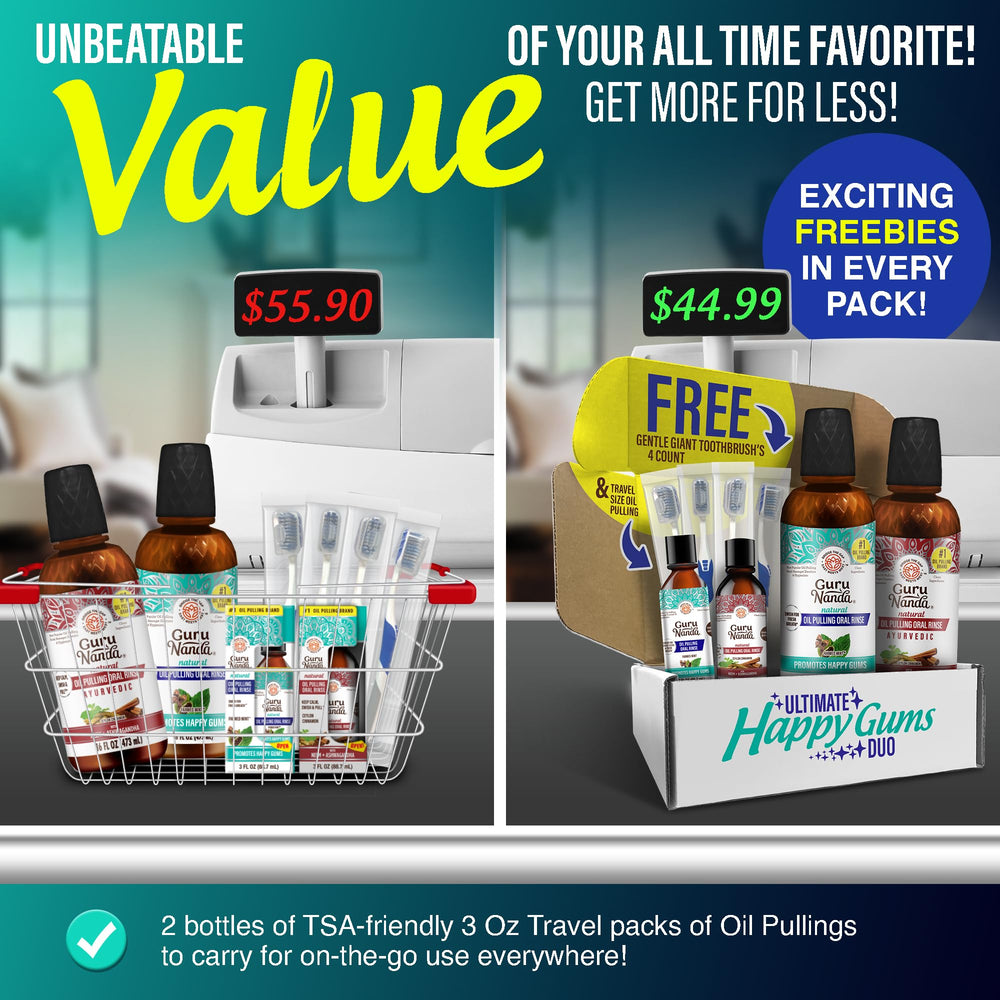 Gum health ingredients and care labels on packaging