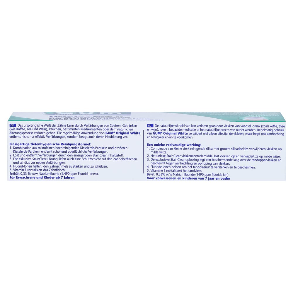 Gum Original White Toothpaste 75ml packaging