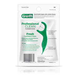 Mint flavored, shred-resistant floss on GUM Professional Clean Floss Pick