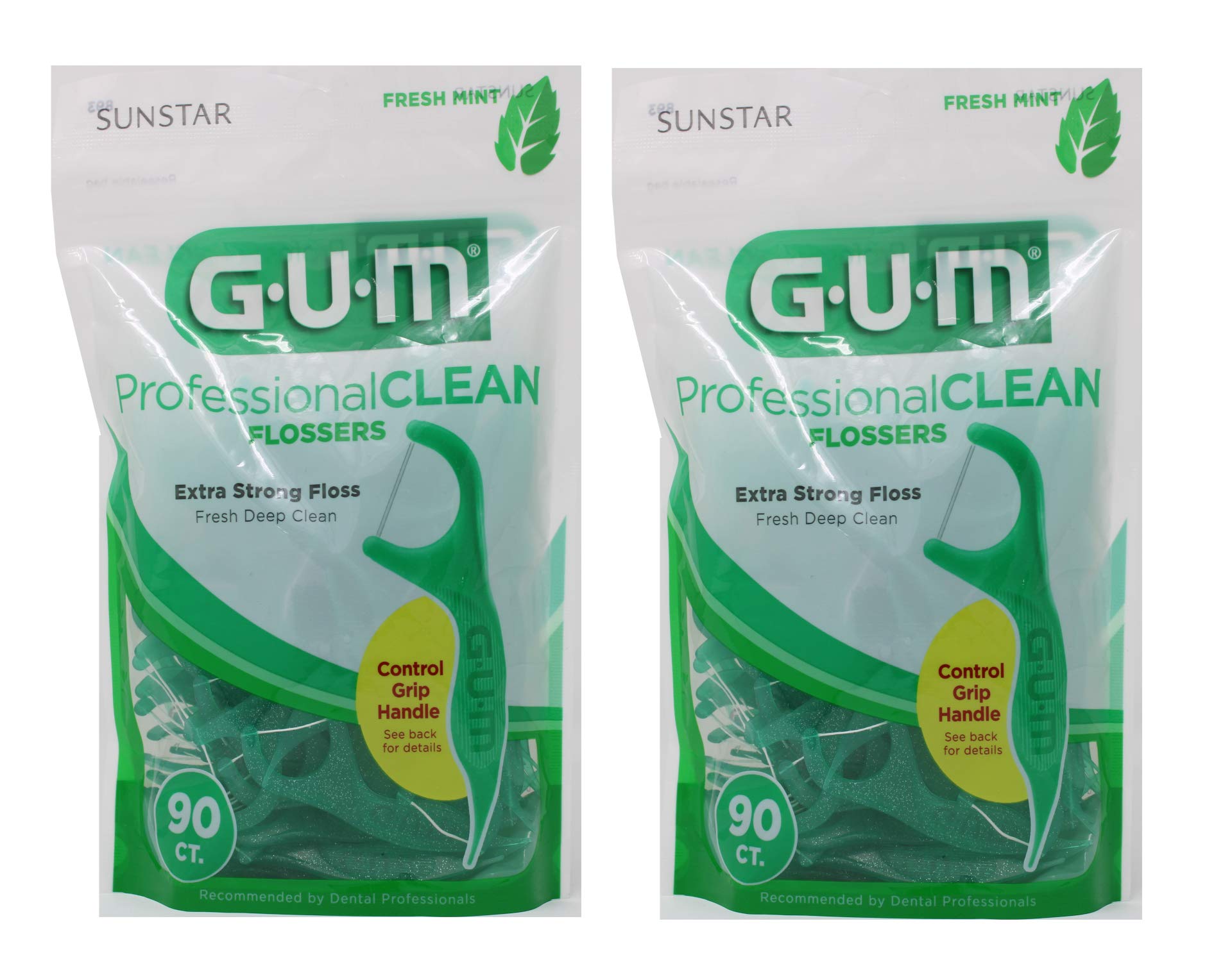GUM Professional Clean Flossers Fresh Mint 90 ea Pack of 2 packaging