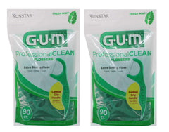 GUM Professional Clean Flossers Fresh Mint 90 ea Pack of 2 packaging