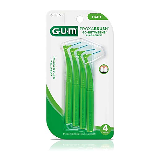 Angled interdental brush with soft bristles for braces and dental devices, Go-Betweens 4ct 6pk