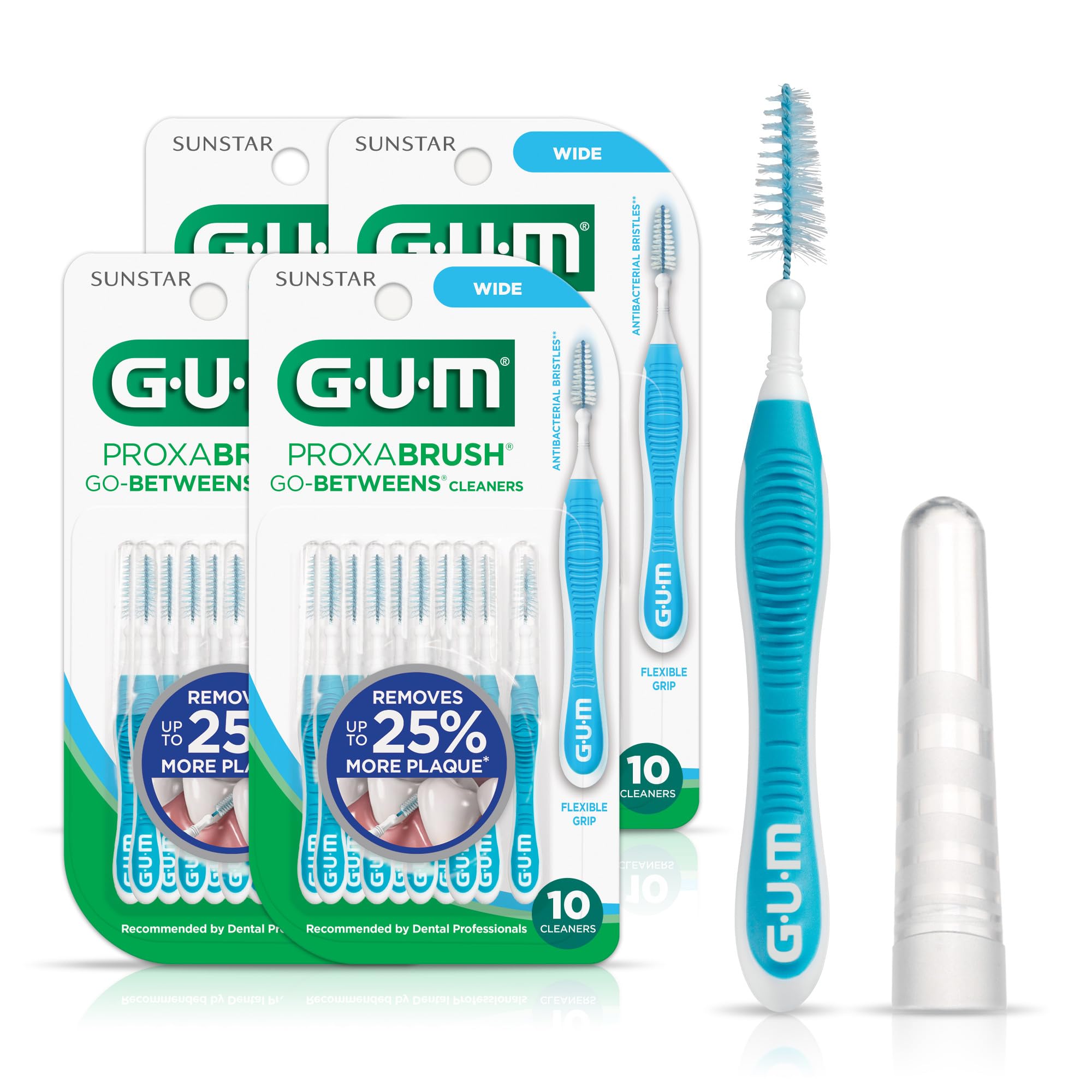 Packaging of GUM Proxabrush Go-Betweens Wide 4-pack, 10-count each