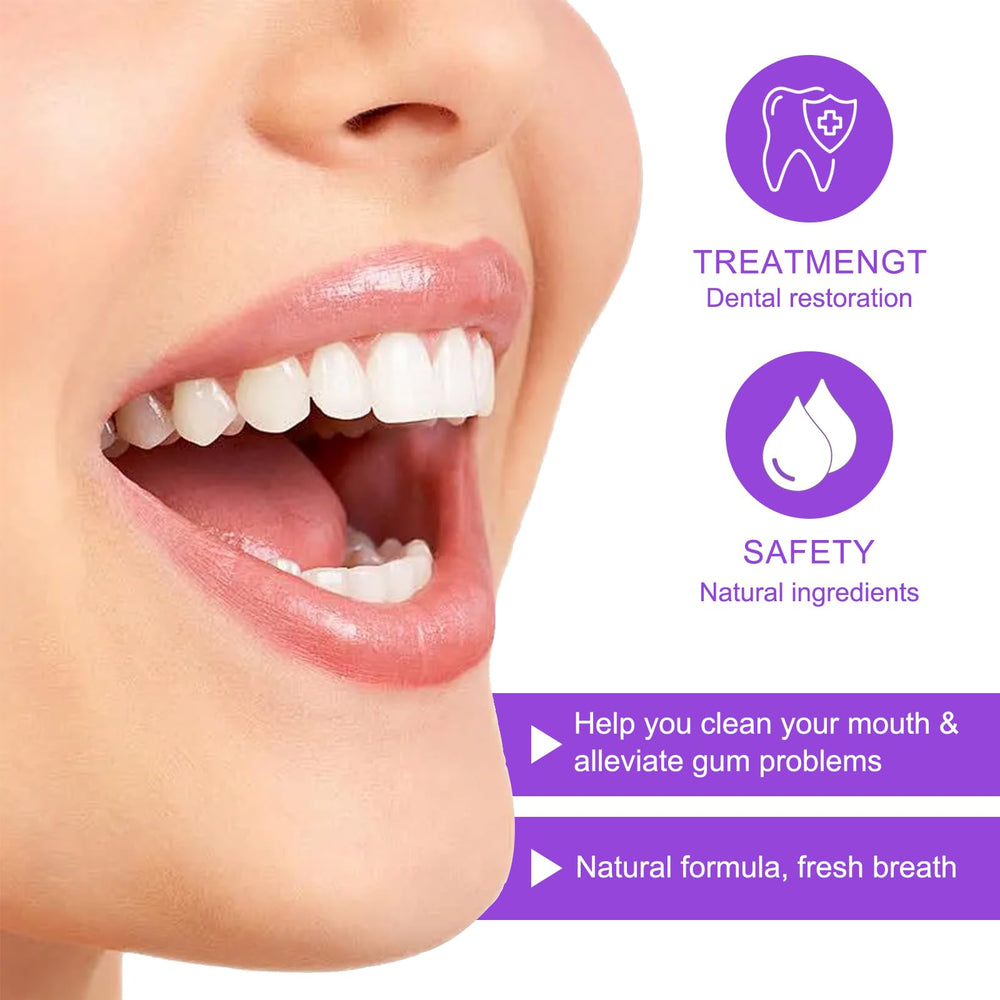Person smiling with refreshed breath after using Gum Restore Drops