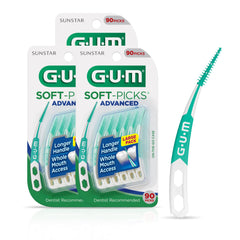 Front view of GUM Soft-Picks Advanced with carry case