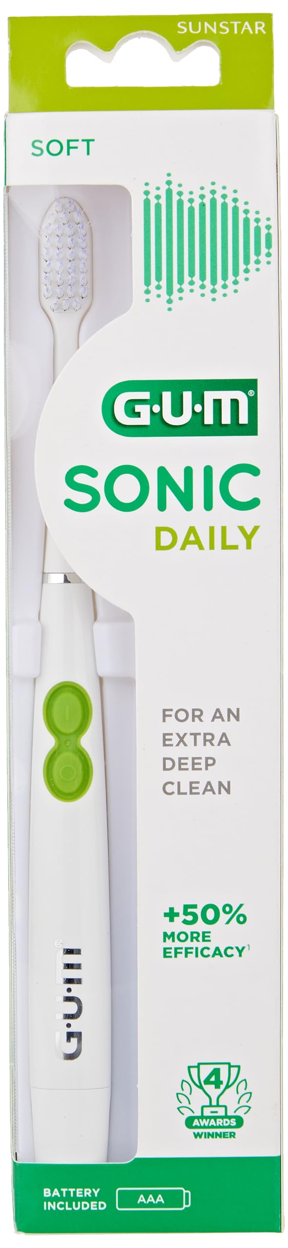 Gum Sonic Battery ToothBrush White - front view