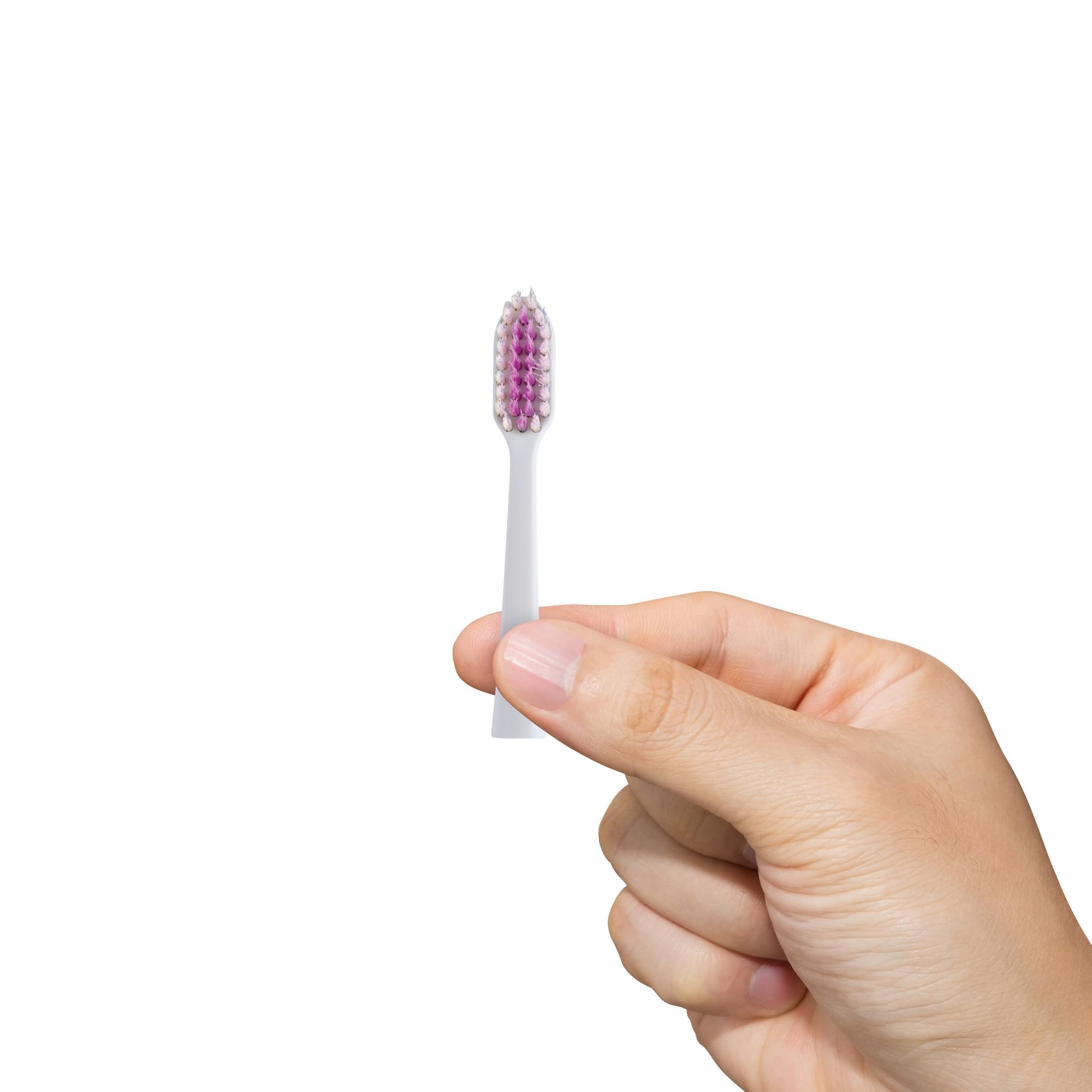 Refill head showing bristles reaching below the gum line
