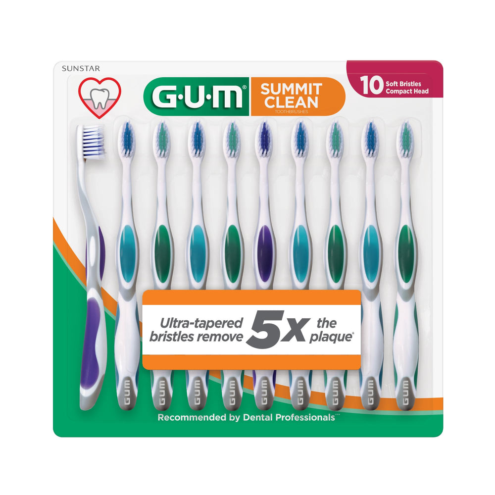 Tapered bristles reaching below the gum line
