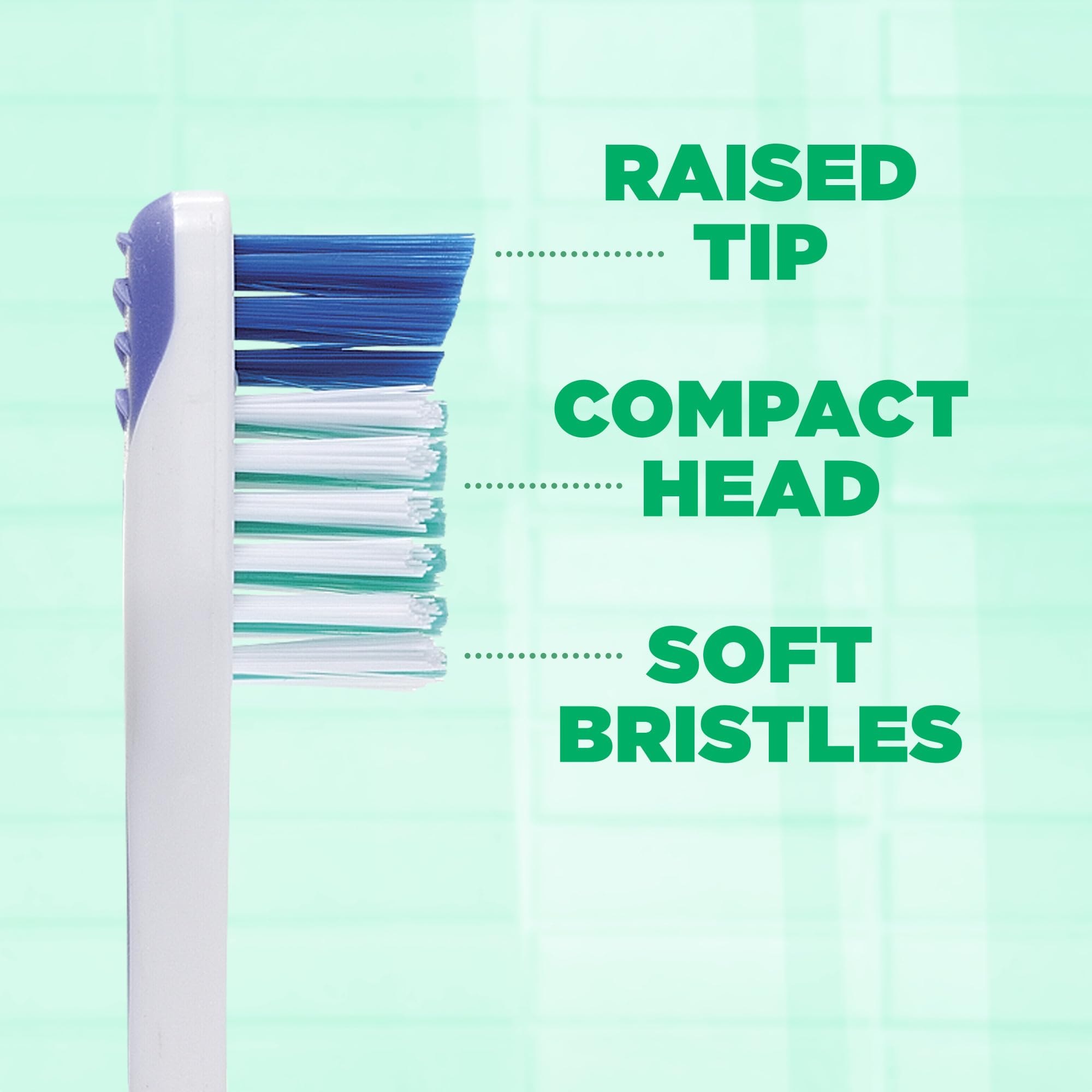 Side view of GUM Super Tip toothbrush highlighting design