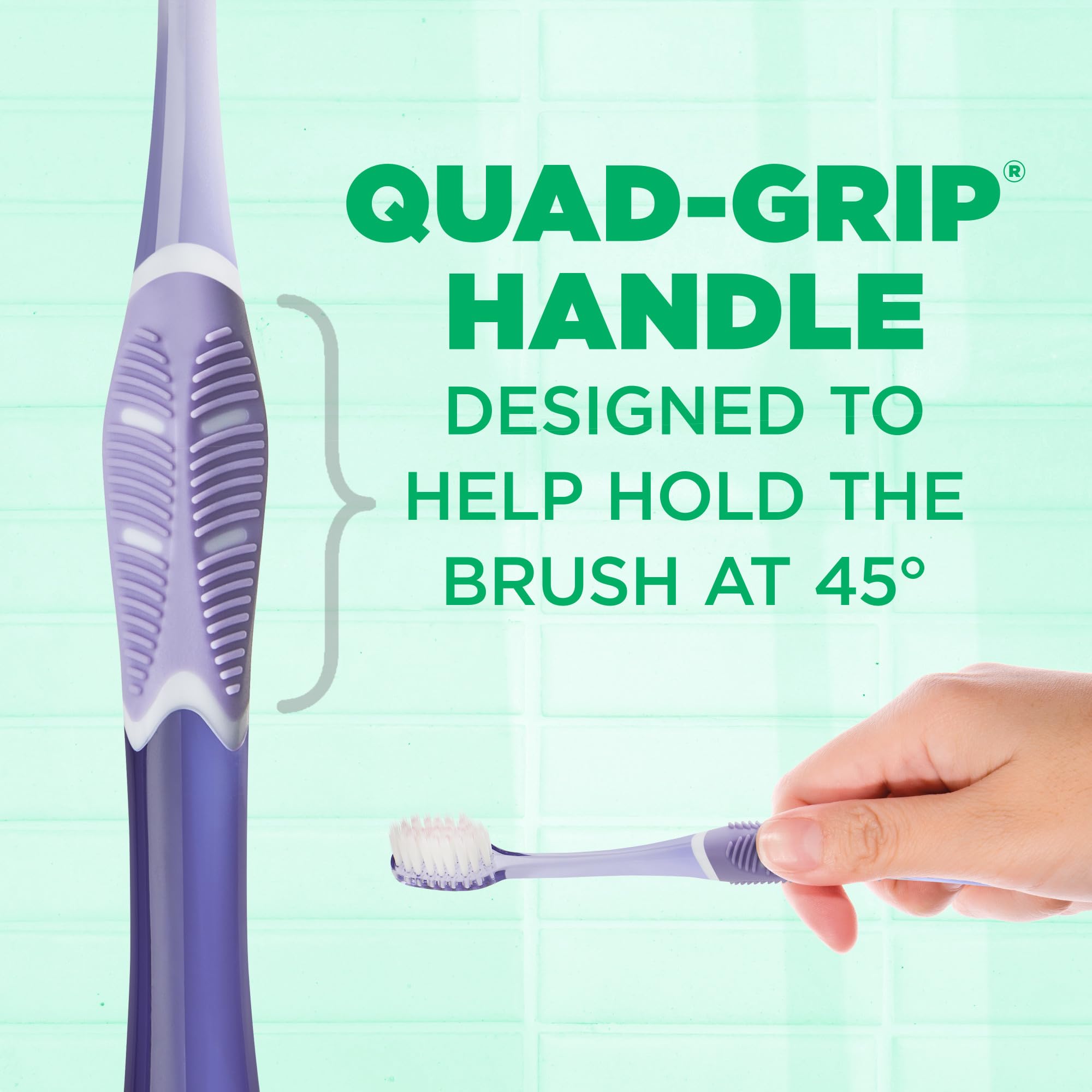 Close-up of ultra-soft bristles reaching below gum line