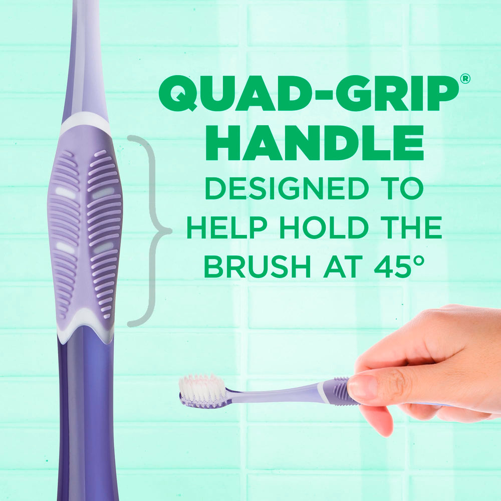 Close-up of ultra-soft bristles reaching below gum line