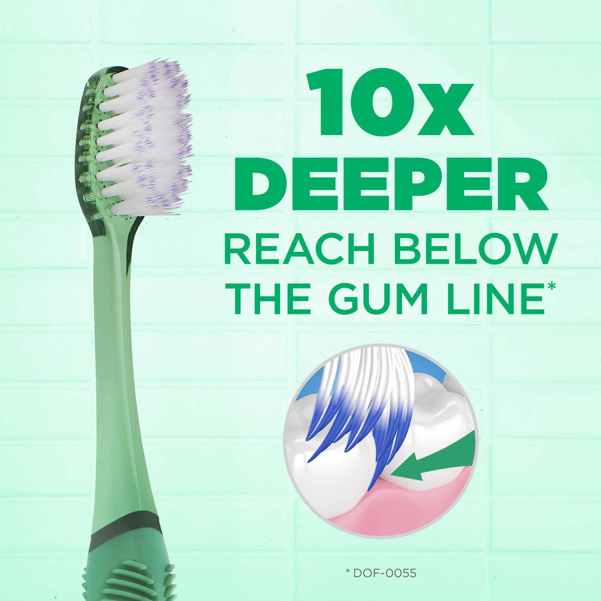 Close-up of fine tapered bristles for deeper cleaning