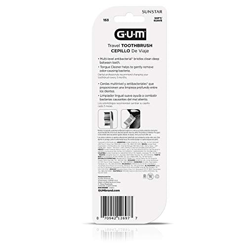 Soft bristles on GUM travel toothbrush