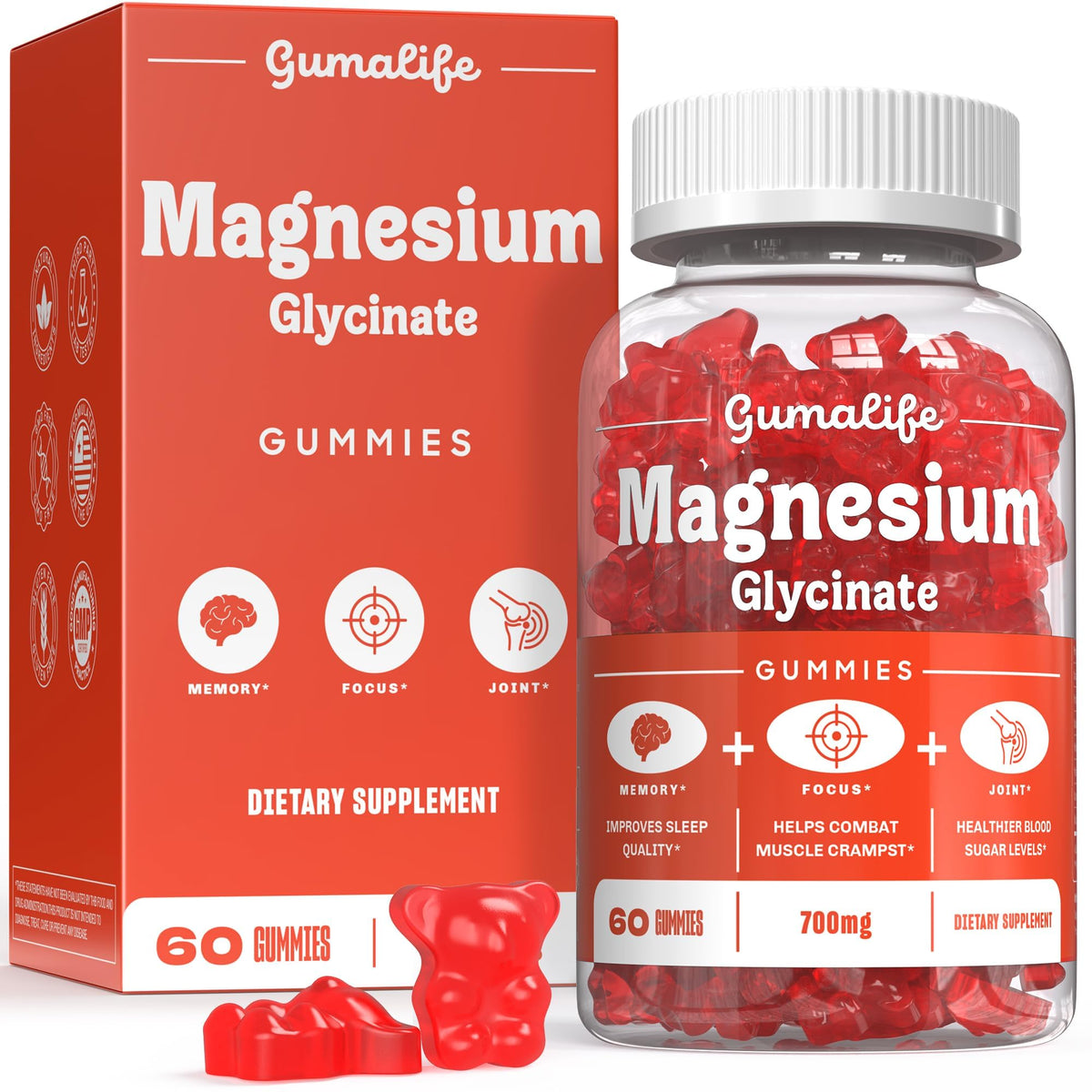 Gumalife 700mg Magnesium Glycinate Gummies bottle – Boysenberry flavor