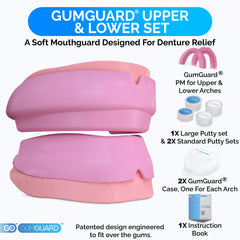 In-use view of GumGuard on the upper denture arch.