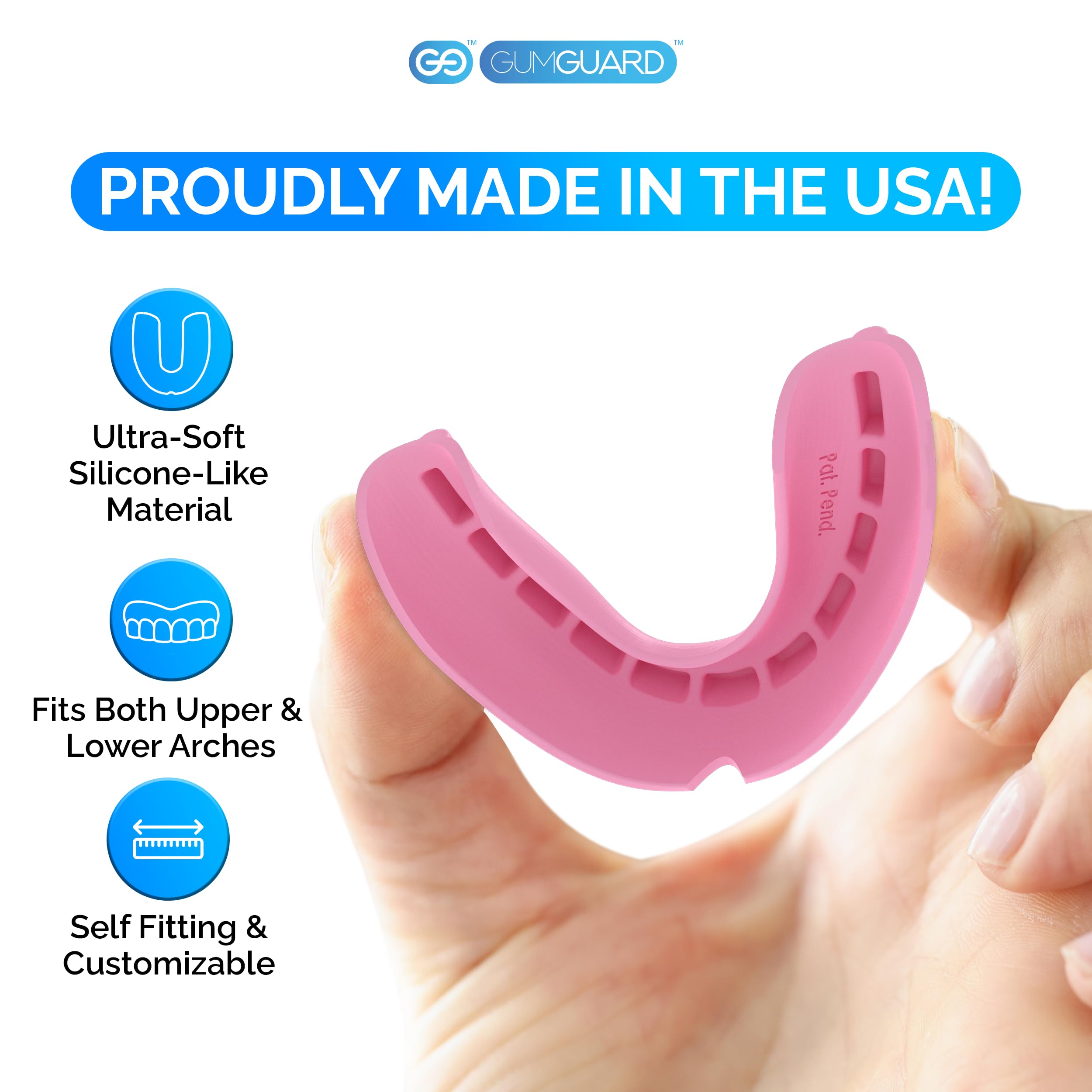Close-up of GumGuard's ultra-soft silicone-like material for comfort.