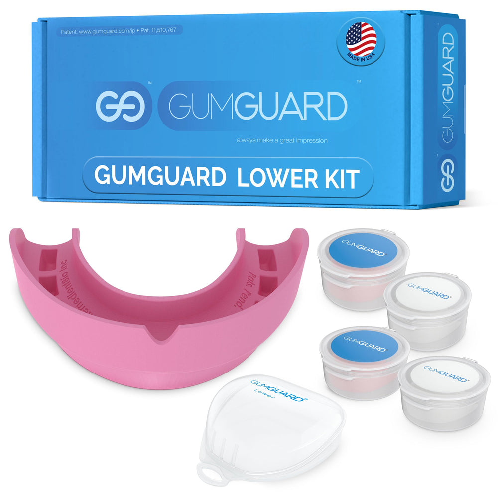 Ultrasoft pink GumGuard with customizable fit for upper and lower arches