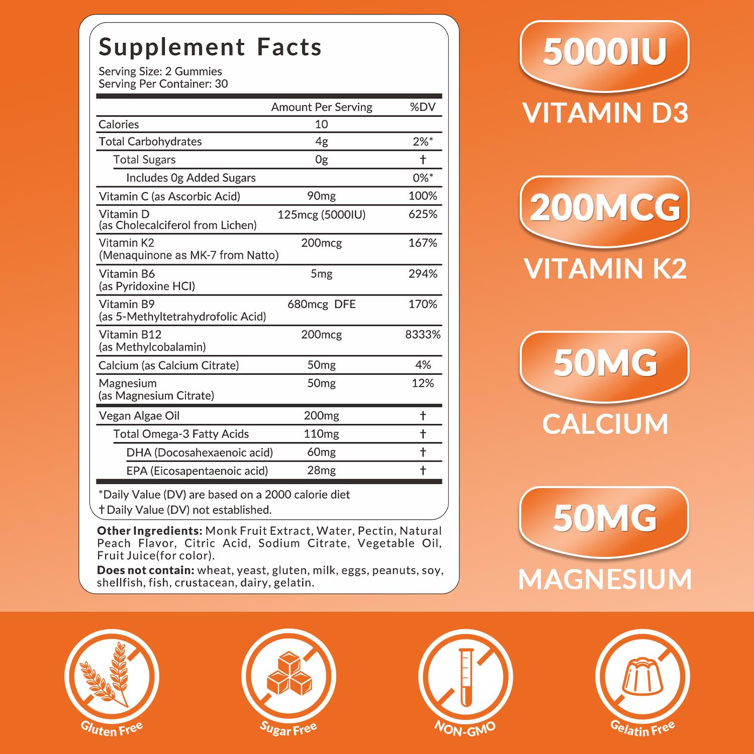 Close-up of Vitamin D3 K2 gummies