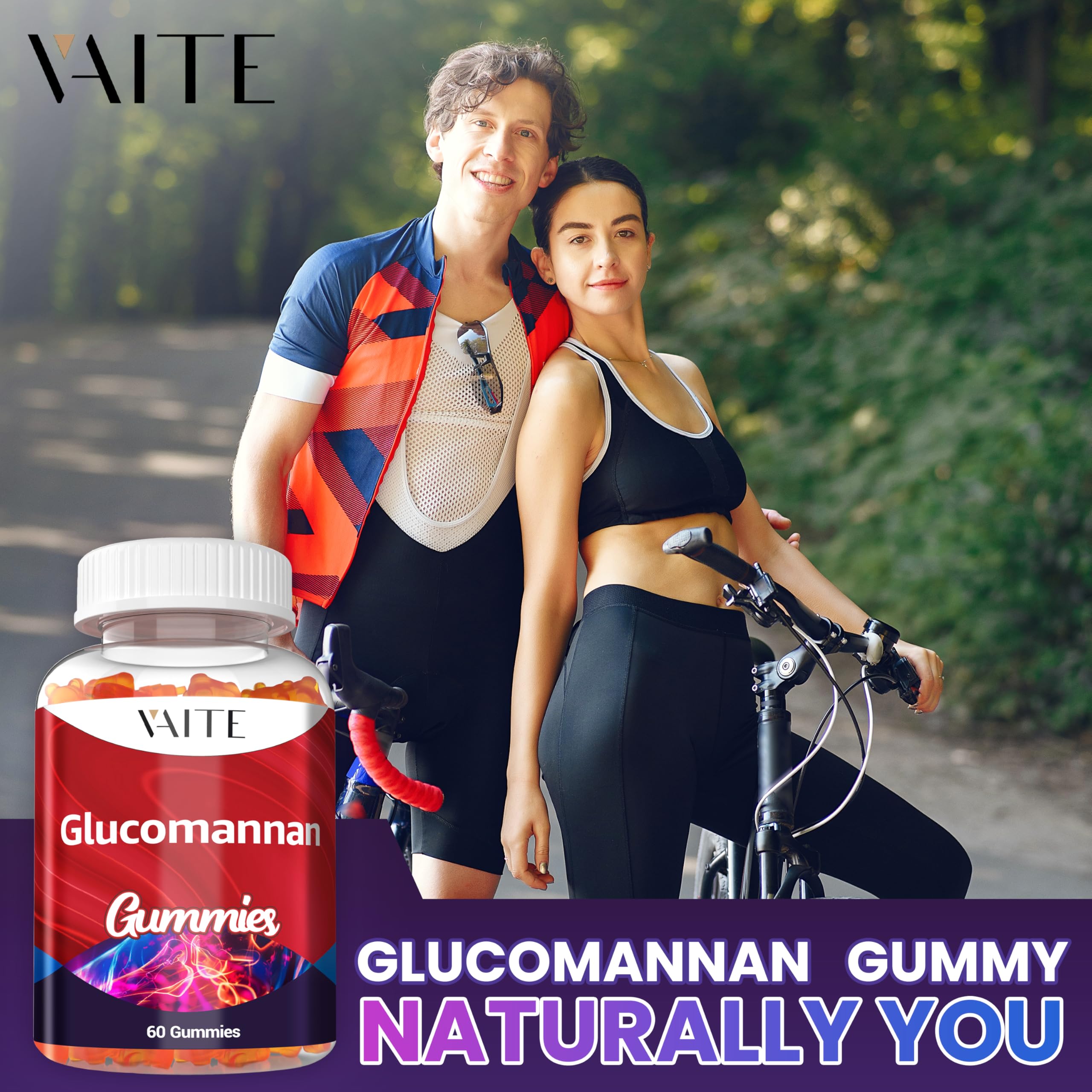 Close-up shot of easy-to-chew glucomannan gummies