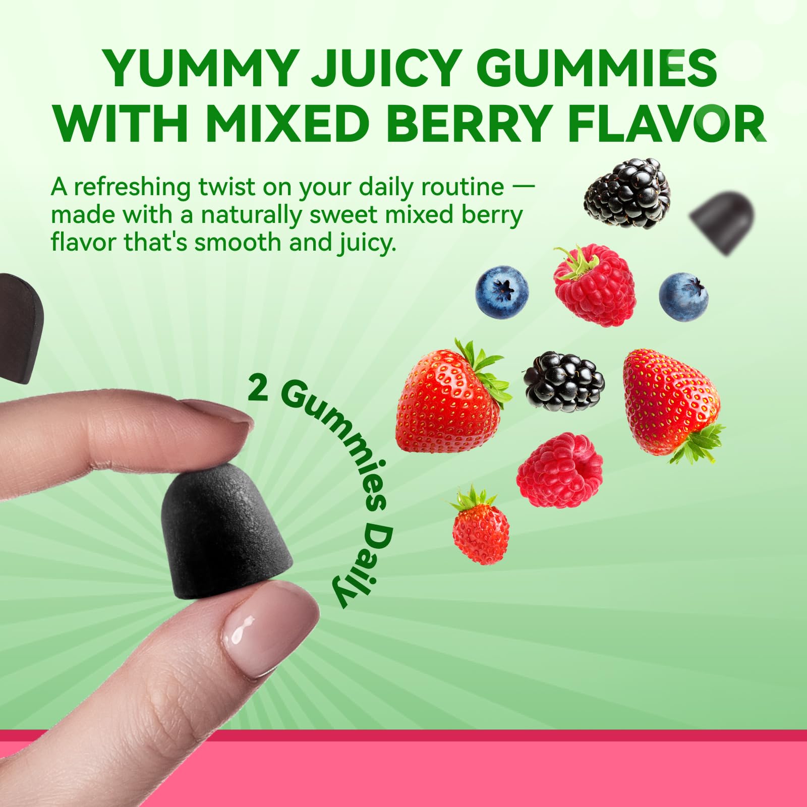 Two gummies representing daily dosage