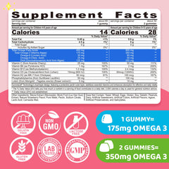 Label showing ingredients and vitamins on packaging
