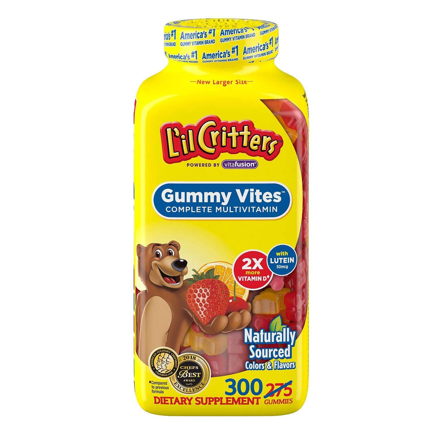 Gummy Vites 300-count multivitamin bottle with bear-shaped gummies