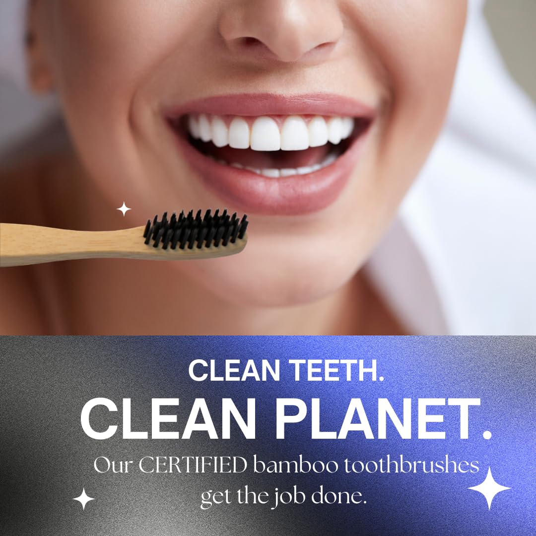 Gums and teeth massage with bamboo toothbrush