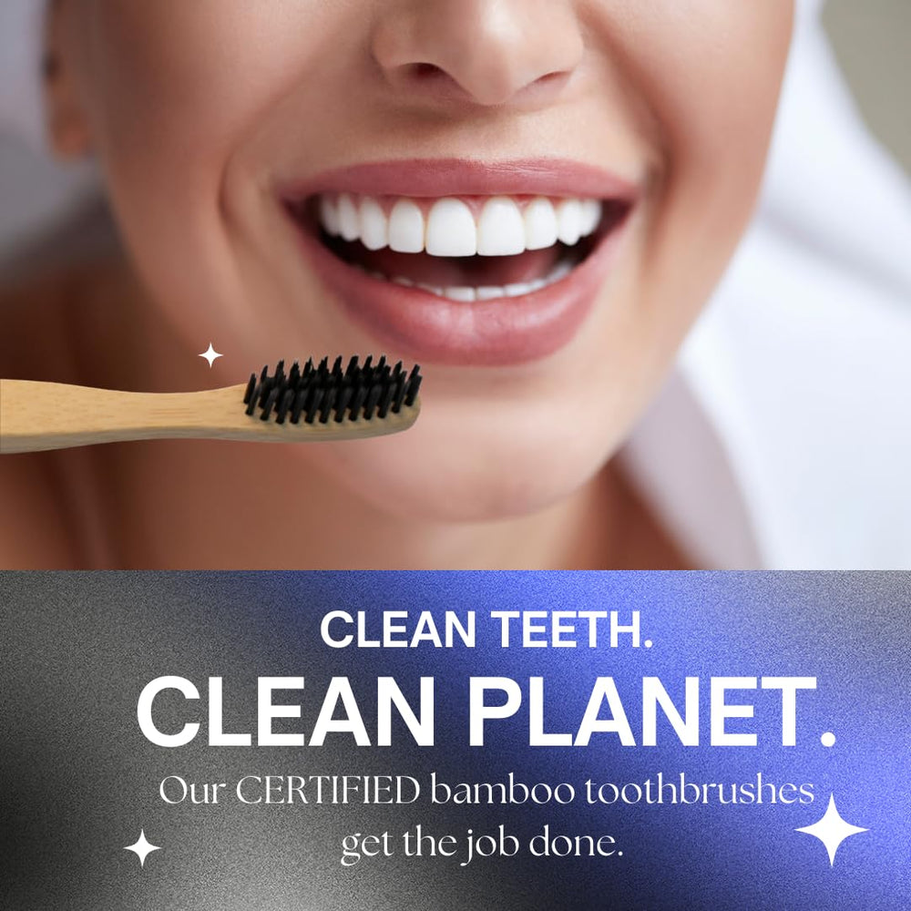 Gums and teeth massage with bamboo toothbrush