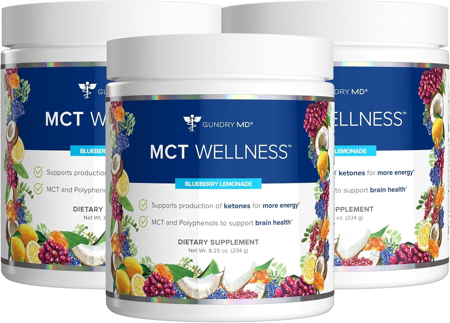 Gundry MD MCT Wellness Powder canister with Blueberry Lemonade flavor