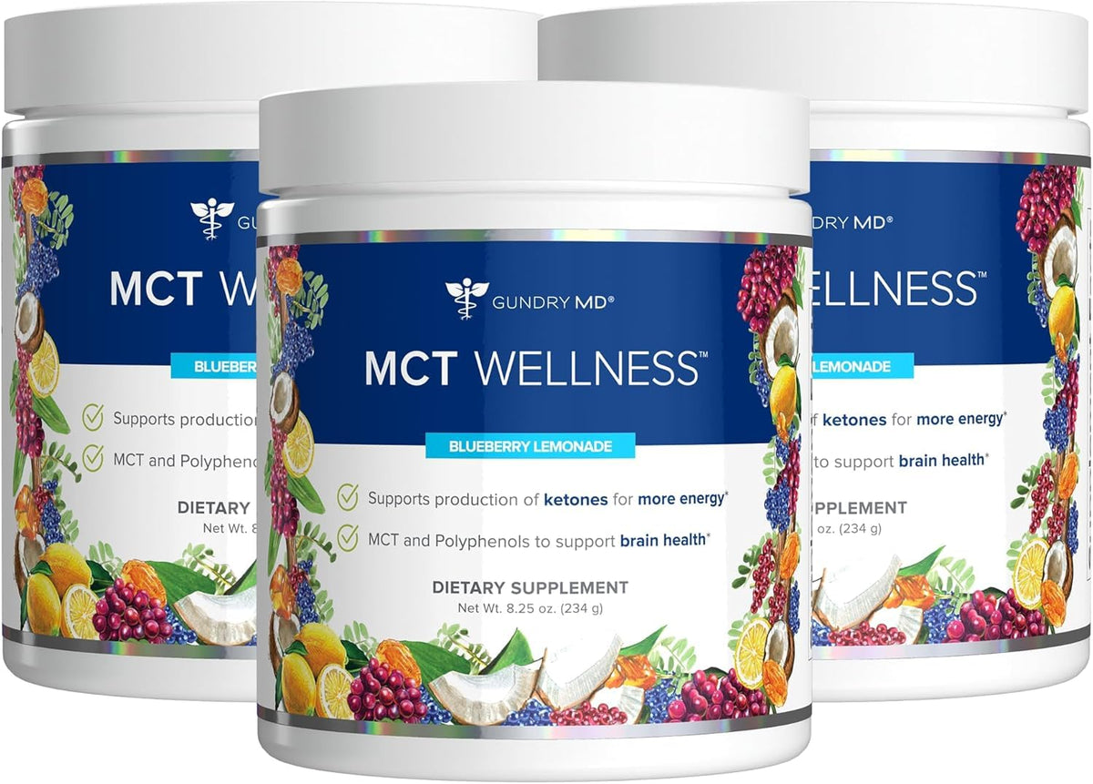Gundry MD MCT Wellness Powder canister with Blueberry Lemonade flavor