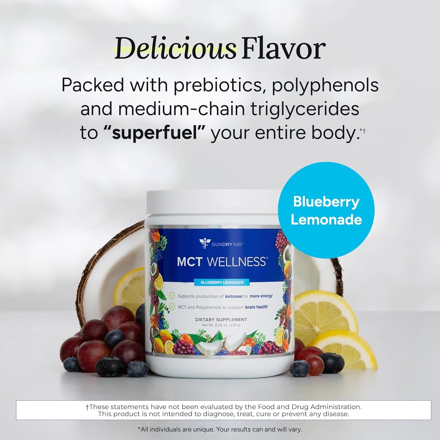 Nutrition label highlight on Gundry MD MCT Wellness Powder