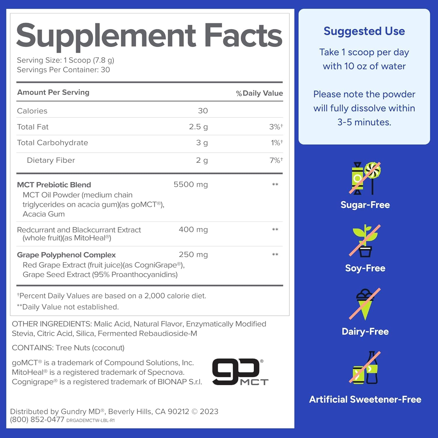 Gundry MD MCT Wellness Powder packaging with 90-day supply indicator