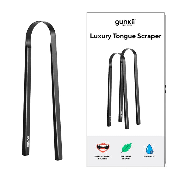 Gunkii Tongue Scraper Black 2-Pack pack shot
