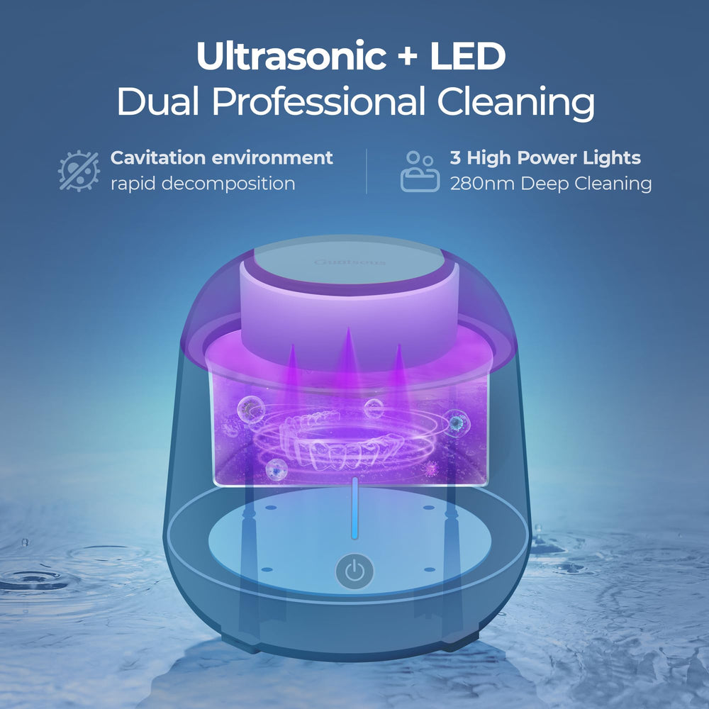 Three LED lights for enhanced denture cleaning