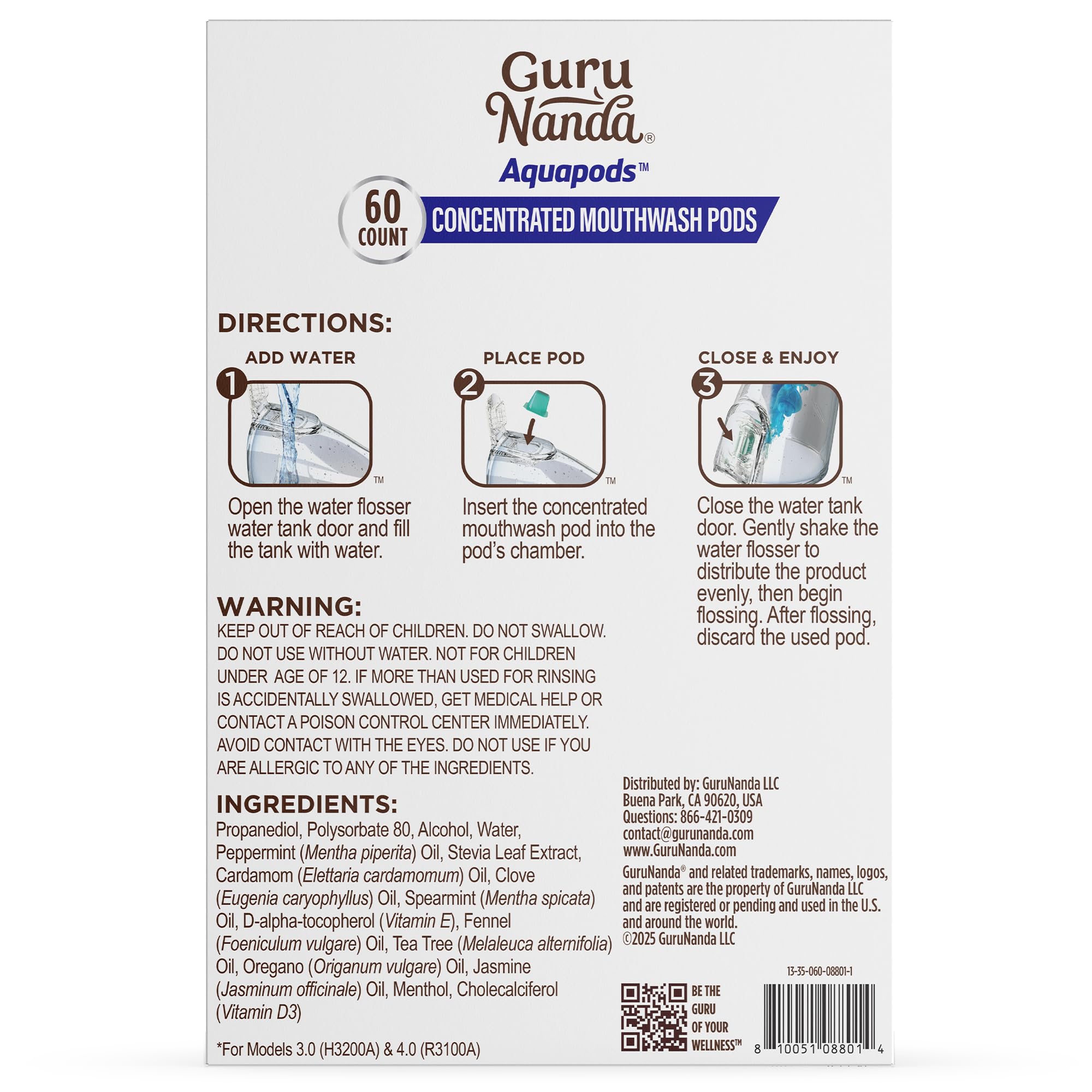 60-count GuruNanda Aqua Pods box for oral care