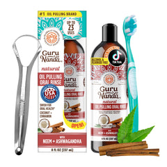 GuruNanda Cinnamon Oil Pulling Mouthwash bottle 8 oz