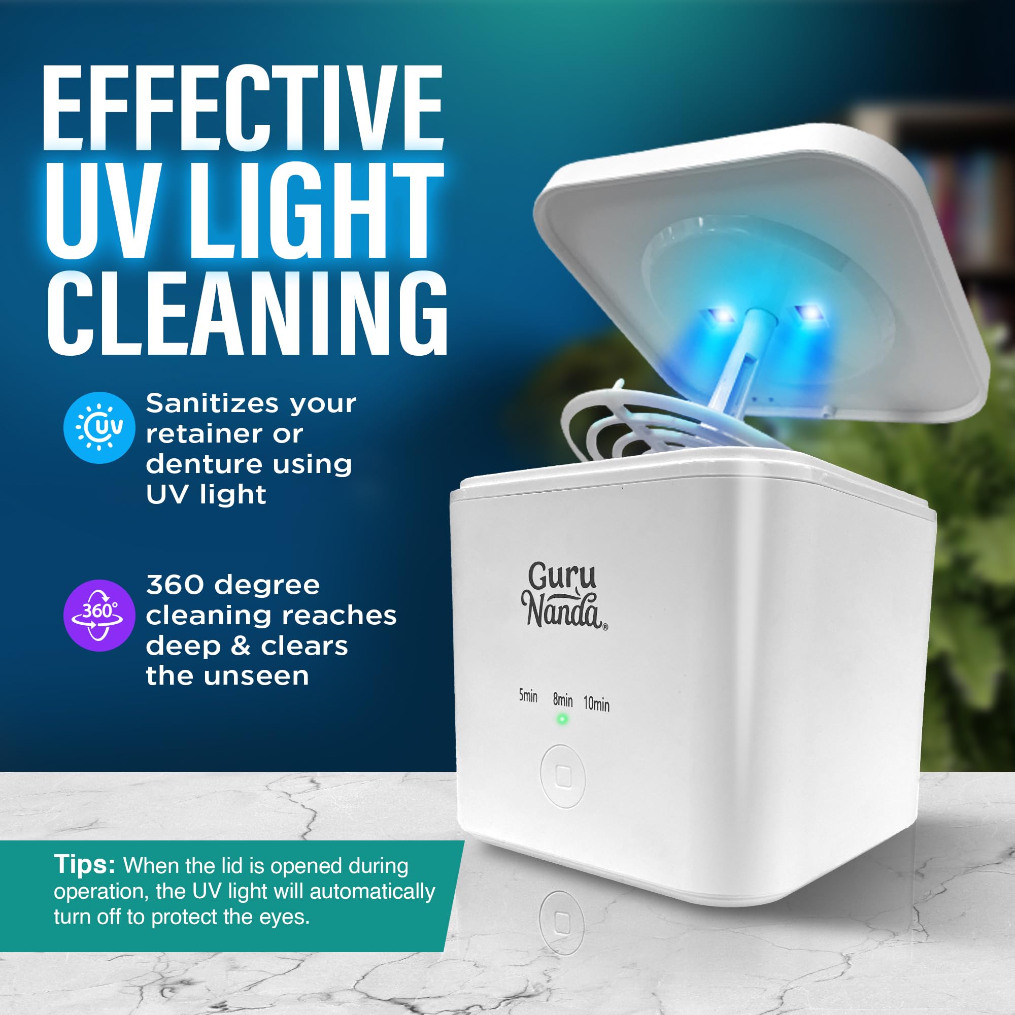 Close-up of cleaning chamber inside GuruNanda pod