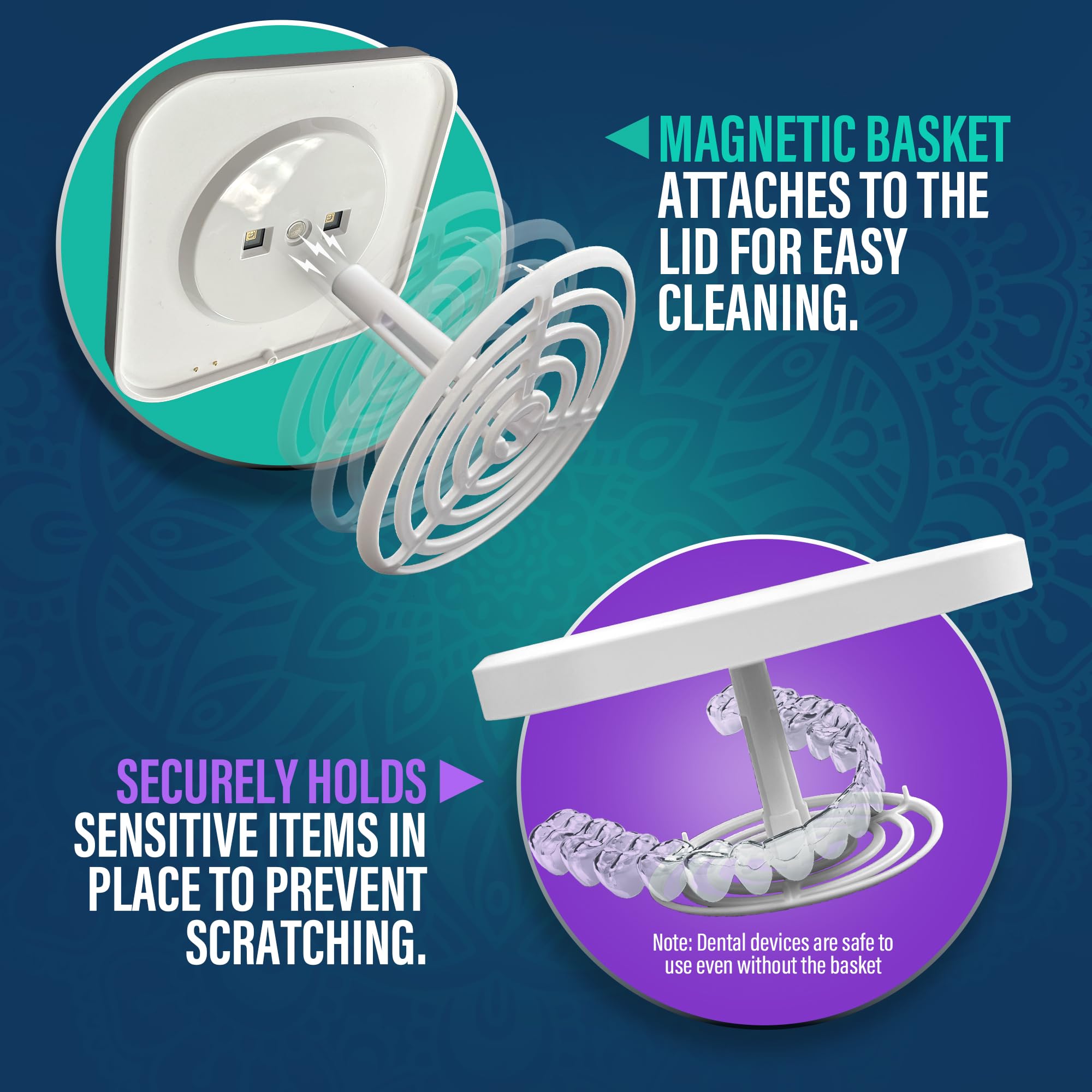 Clear liquid and cleaning tablets visible in the pod