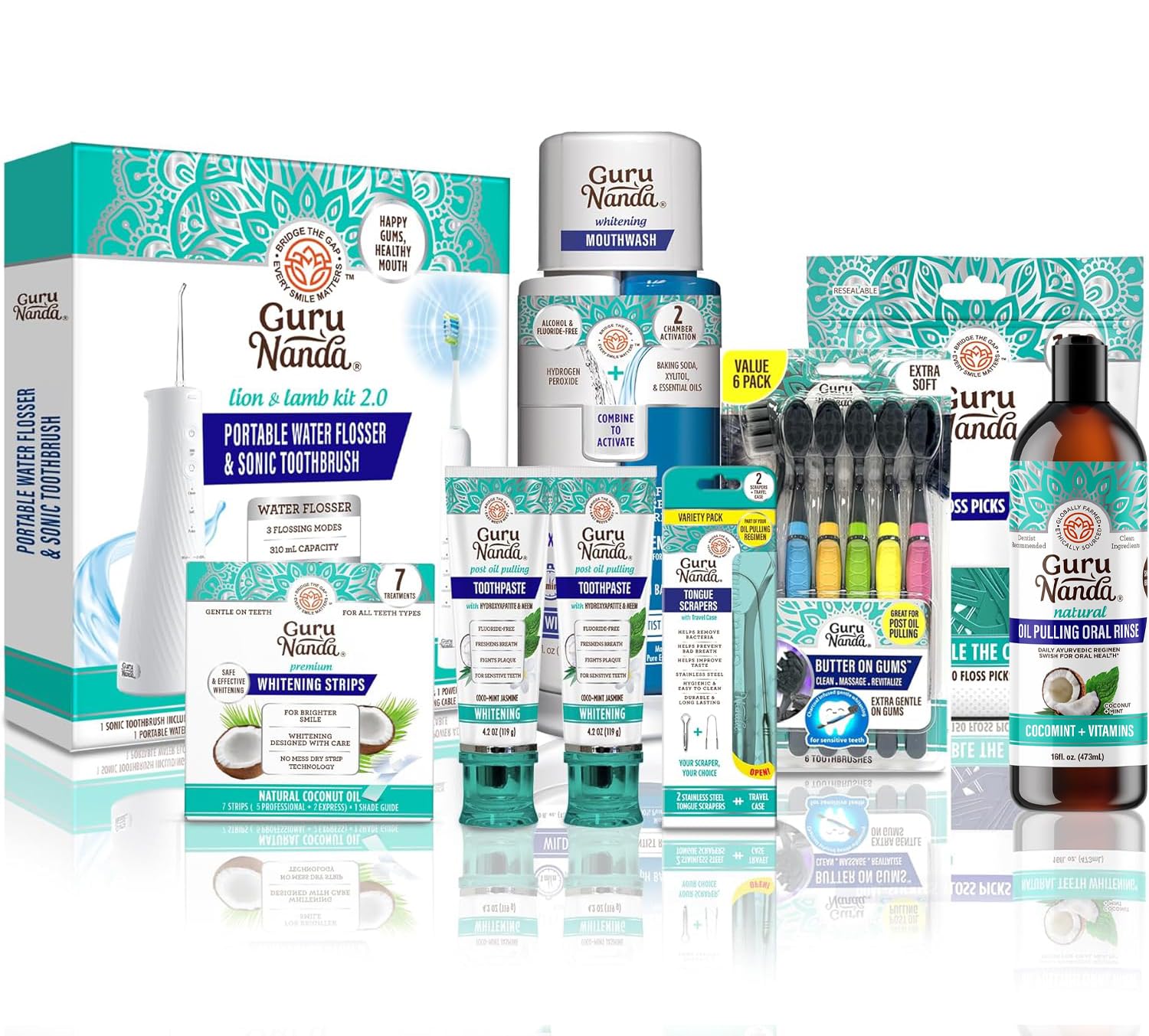 GuruNanda CocoMint oil pulling bottle for 7-step regimen