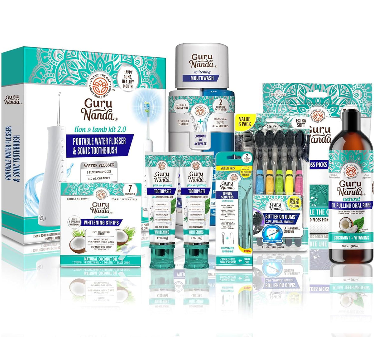 GuruNanda CocoMint oil pulling bottle for 7-step regimen