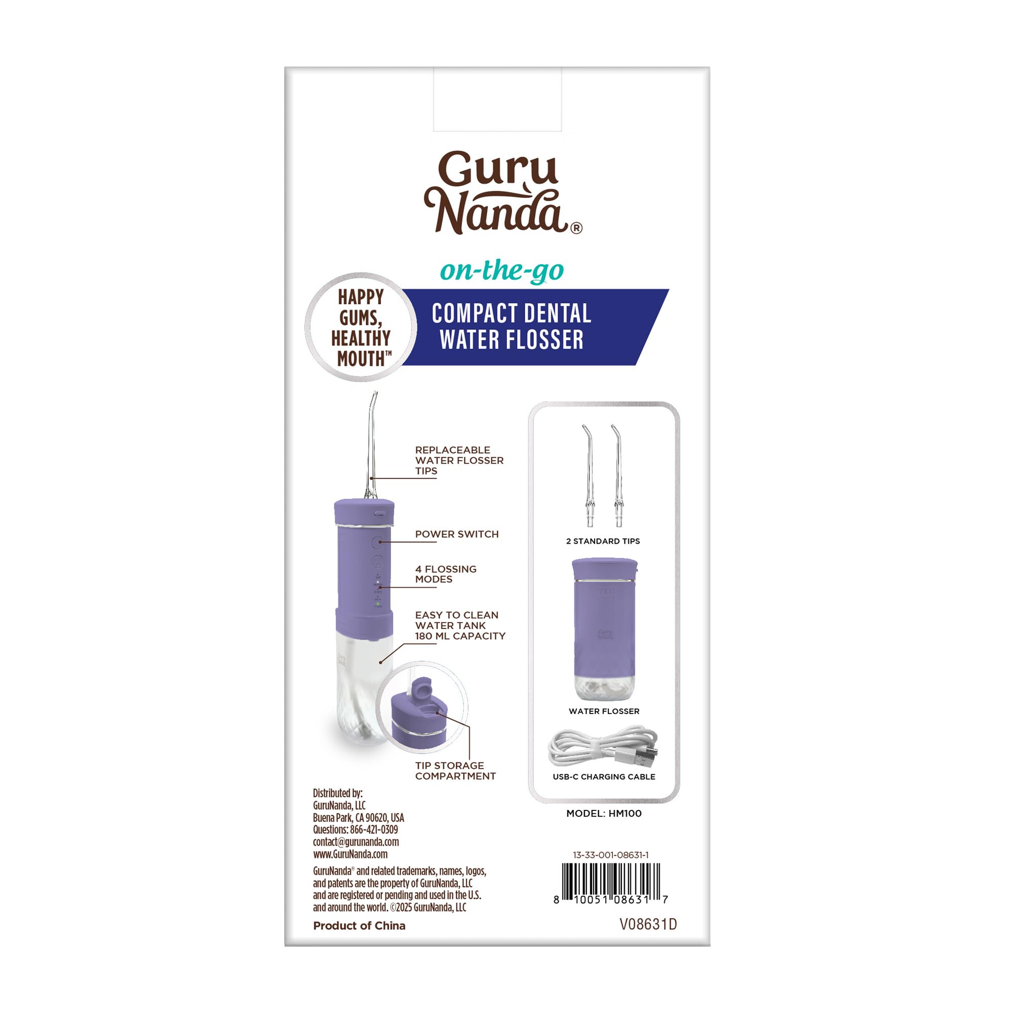 Lavender color GuruNanda Compact Water Flosser